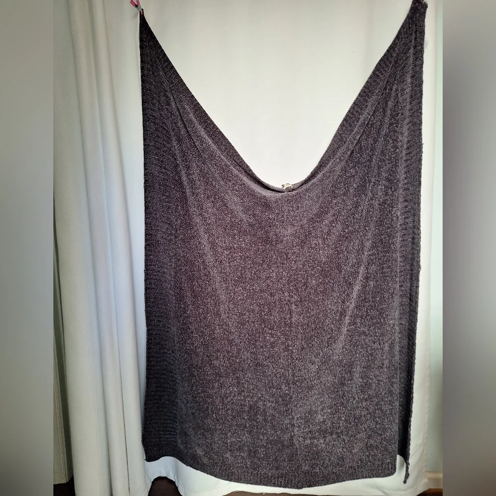 POL Brand Charcoal Chenille Knit Throw